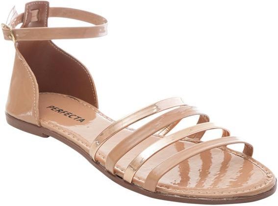 Imagem principal Rasteirinha Bege com Tiras em Sintético Verniz Perfecta Perfecta