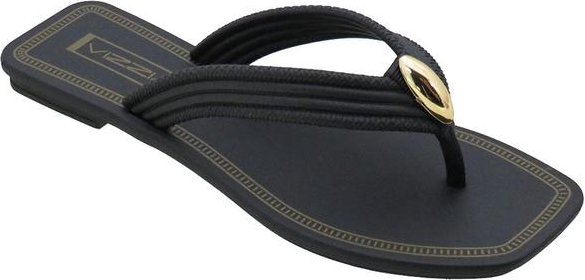 Rasteirinha Preta com Adereço Dourado