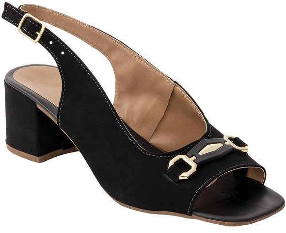 Imagem principal Sandália Preta em Camurça Sintética Perfecta Perfecta