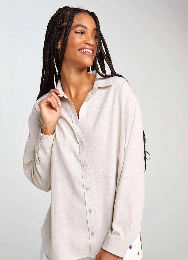 Imagem principal Camisa Basica Feminina Ampla de Linho Bege Hering Hering