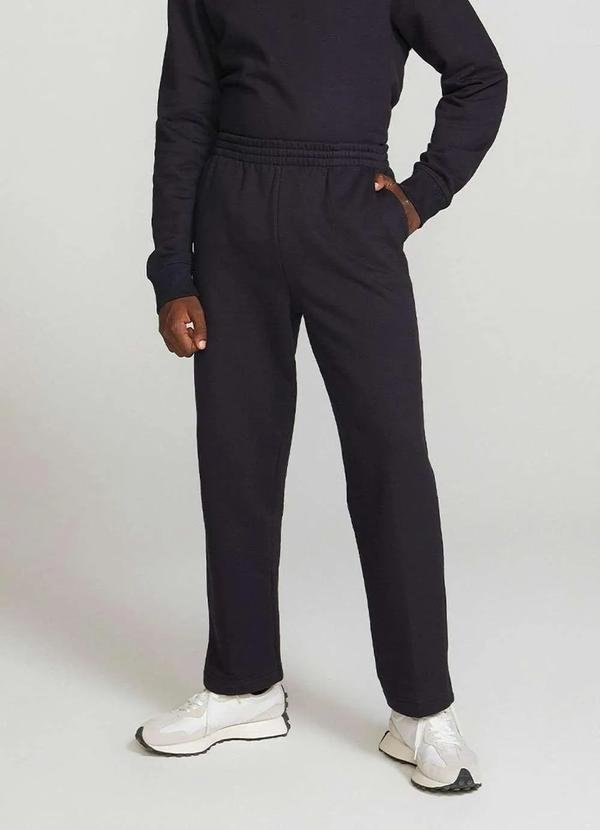 Imagem principal Calca Basica Masculina Reta em Moletom Peluciado Preto Hering Hering