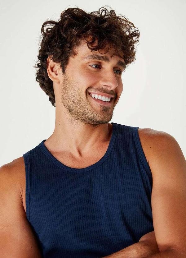 Imagem principal Regata Basica Masculina Slim em Ribana Azul Hering Hering