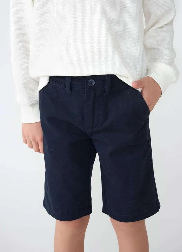 Bermuda Basica Infantil Menino em Sarja Tam 1 a 16 Azul