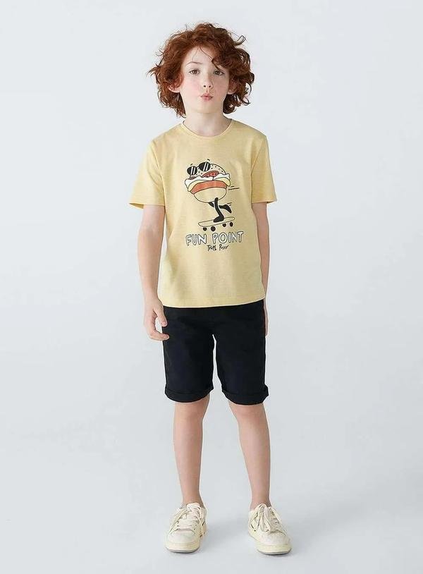 Bermuda Basica Infantil Menino em Sarja Tam 1 a 16 Preto