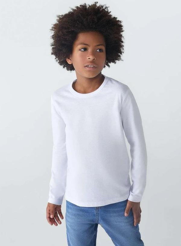 Imagem principal Camiseta Infantil Manga Longa Tam 1 a 16 Branco Hering Hering