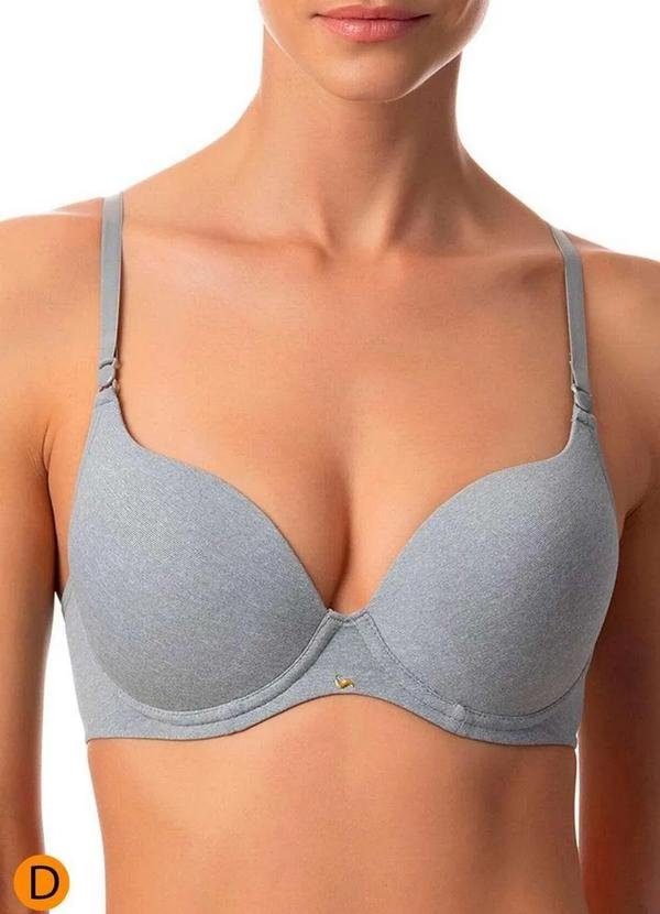 Sutiã com Aro e Bojo Push Up Liz 51805 Taça D 212-Washed-Prata