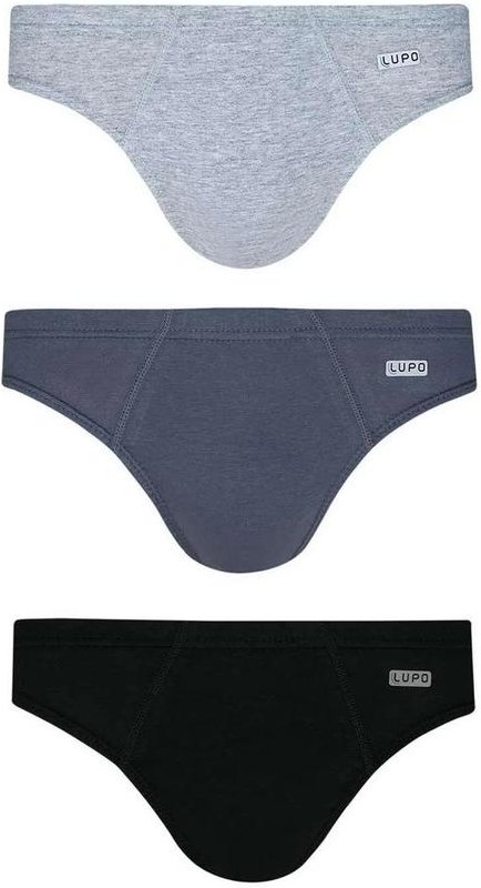 Imagem principal Kit com 3 Cuecas Slip Lupo 515-089 0902-Cinza-Mescla-Grafite-Preto Lupo