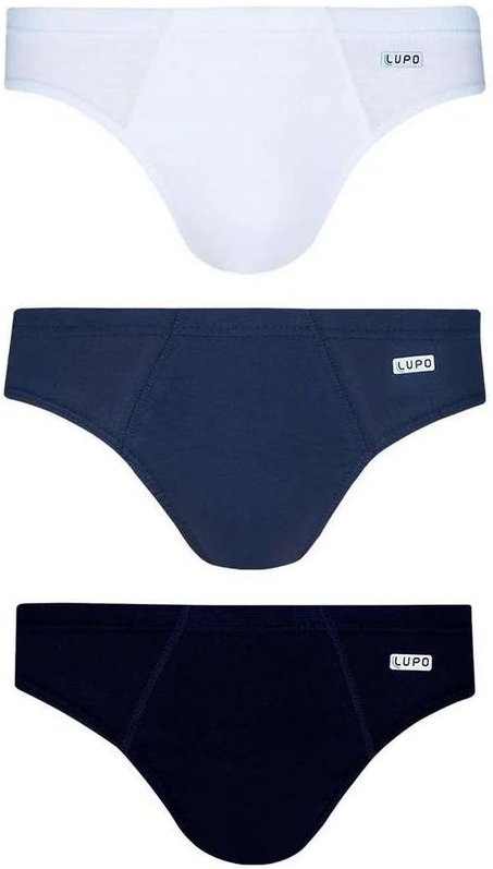 Imagem principal Kit com 3 Cuecas Slip Lupo 515-089 0903-Branco-Marinho-Preto Lupo