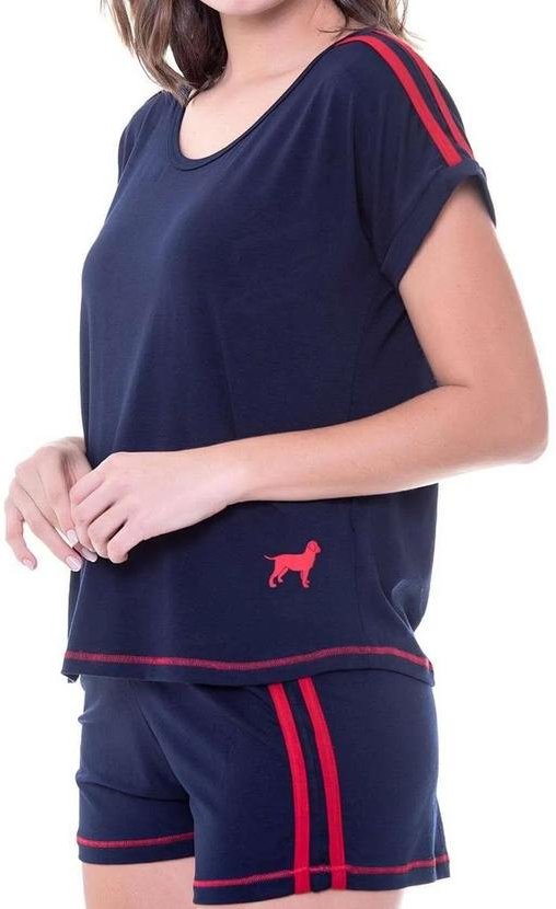 Pijama Feminino Curto Podiun 225068 Marinho-Vermelho