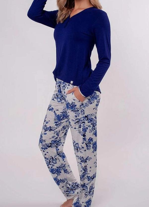 Imagem principal Pijama Feminino Longo Podiun 225114 Floral-Profundo Podiun