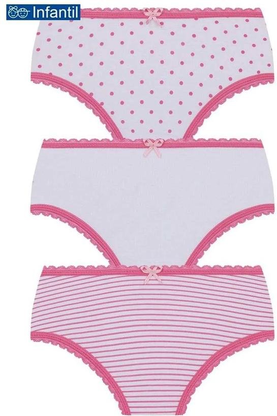 Kit com 3 Calcinhas Lobinha 18102-089 Infantil 0902-Marinho-Branco