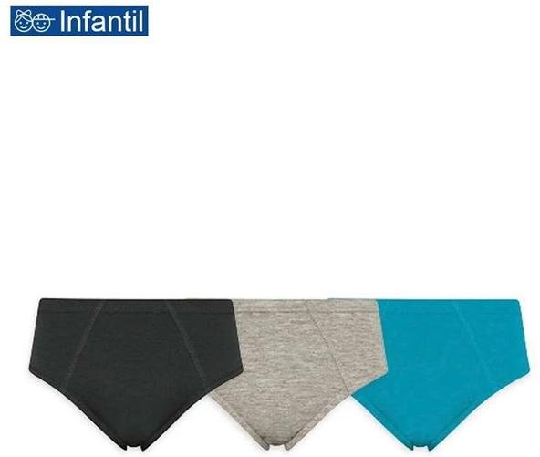 Imagem principal Kit com 3 Cuecas Selene Slip 11950-001 Infantil 997-Preto/Cinza-/Verde-Petroleo SELENE