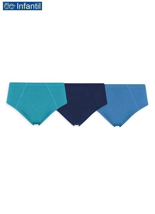 Imagem principal Kit com 3 Cuecas Selene Slip 11950-001 Infantil 998-Verde-Petroleo/Marinho/Royal SELENE