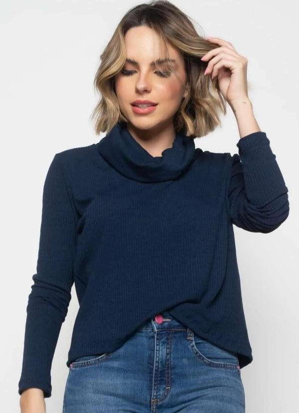 Imagem principal Blusa Golão Manga Longa Canelada Fashion Azul Salvatore Fashion Salvatore Fashion