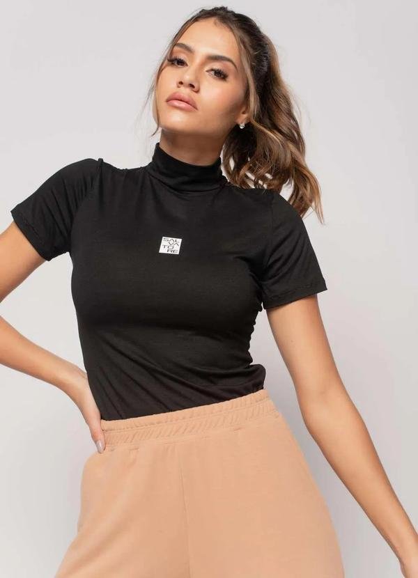 Imagem principal Blusa Sport Gola Alta Manga Curta Malha Preto Salvatore Fashion Salvatore Fashion