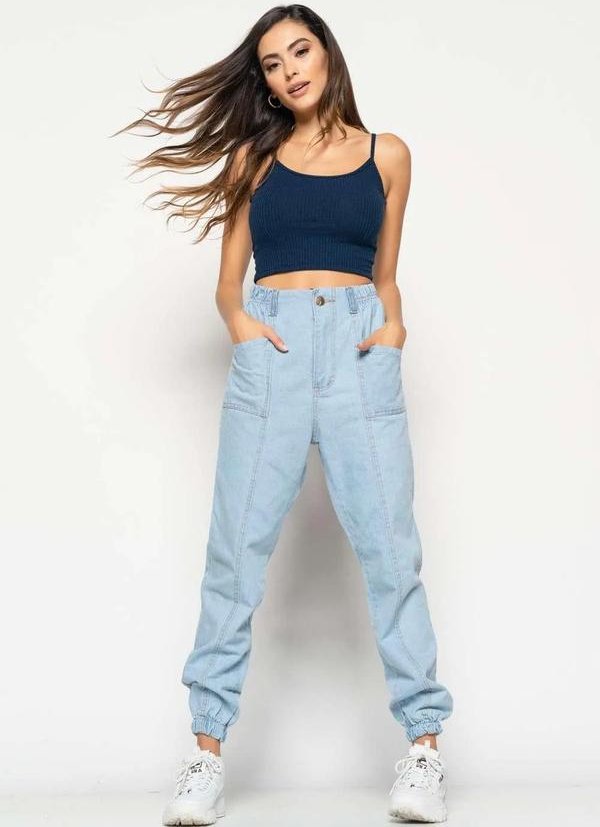 Imagem principal Cropped Alça Fina Canelado Fashion Azul Salvatore Fashion Salvatore Fashion