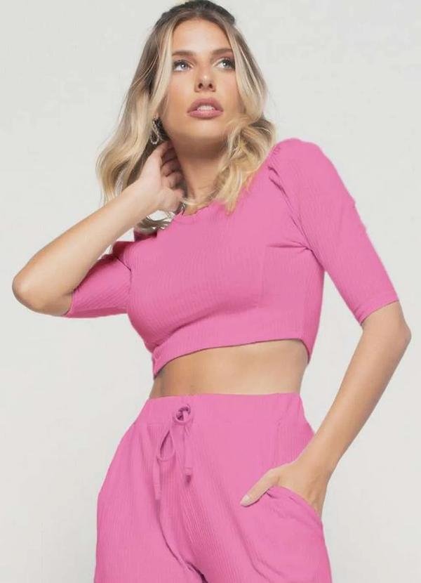 Imagem principal Cropped Princesa Gola Redonda Malha Canelada Fashion Rosa Salvatore Fashion Salvatore Fashion