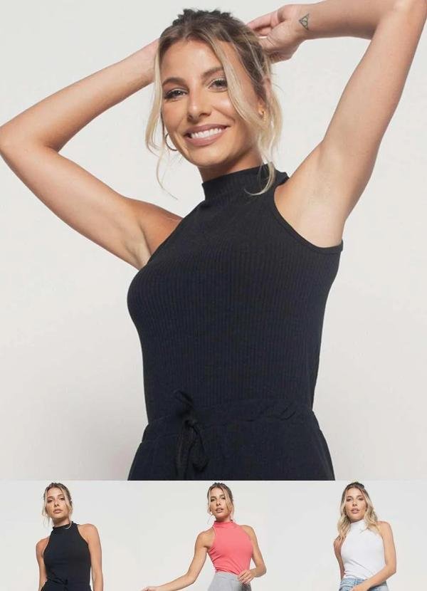 Imagem principal Kit 3 Regatas Cava Americana Malha Canelada Fashion Preto Salvatore Fashion Salvatore Fashion