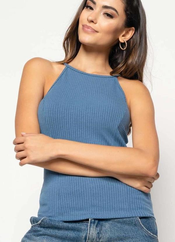 Imagem principal Regata Cavada Alcinha Canelada Fashion Azul Salvatore Fashion Salvatore Fashion