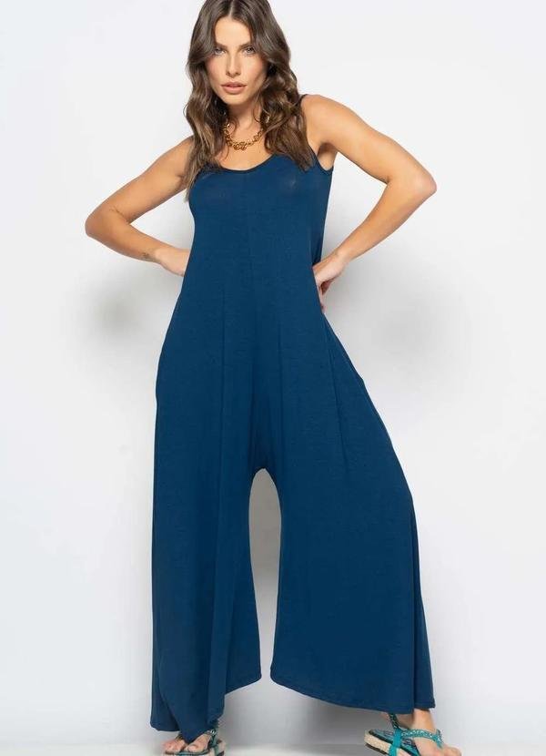 Imagem principal Macacão Alcinha Pantalona Malha Azul Salvatore Fashion Salvatore Fashion