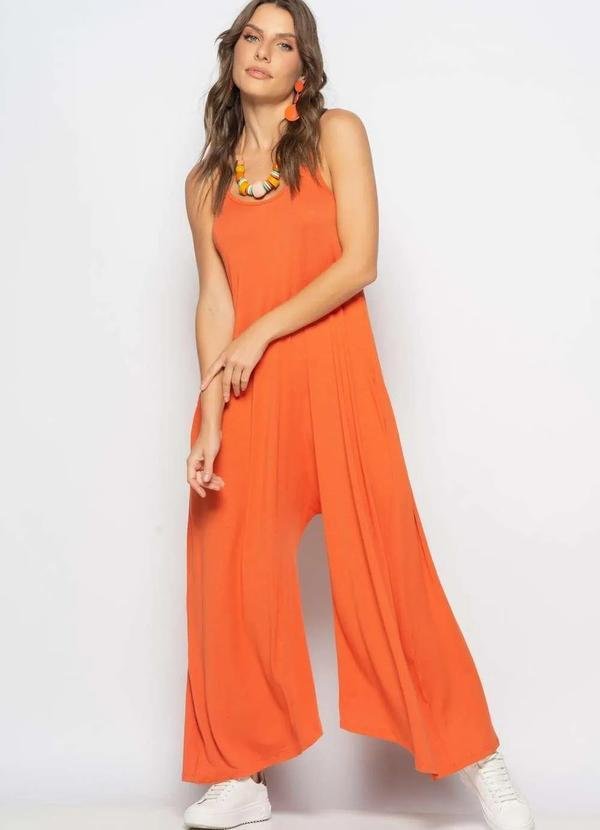 Imagem principal Macacão Alcinha Pantalona Malha Laranja Salvatore Fashion Salvatore Fashion