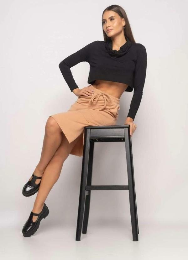 Imagem principal Saia Midi com Recortes Malha Comfort Fashion Bege Salvatore Fashion Salvatore Fashion