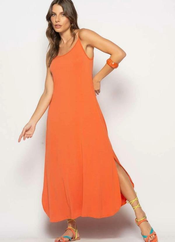Imagem principal Vestido Longo Alcinha com Barra Arredondada e Bolsos Laranja Salvatore Fashion Salvatore Fashion