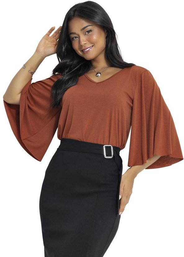 Imagem principal Blusa Marrom em Poliviscose Rosalie Rosalie