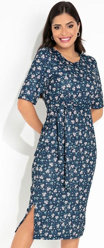 Imagem principal Vestido Floral Marinho com Fenda Rosalie Rosalie