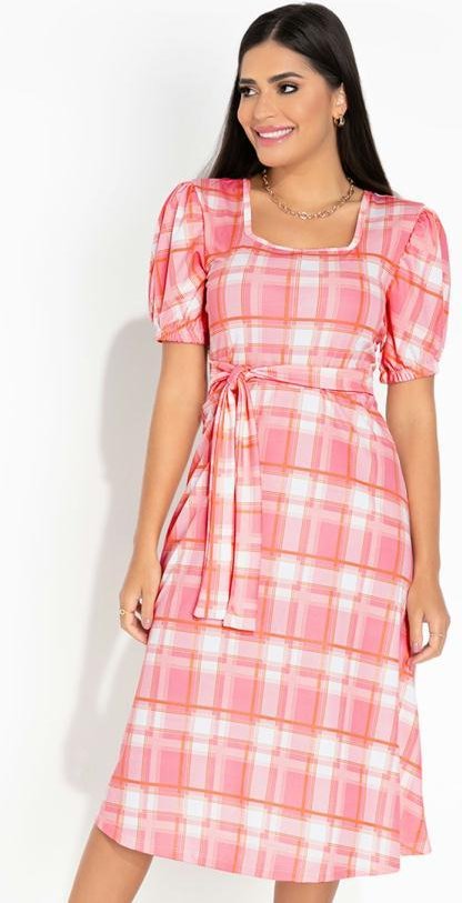Imagem principal Vestido Xadrez Rosa Amarração Rosalie Rosalie