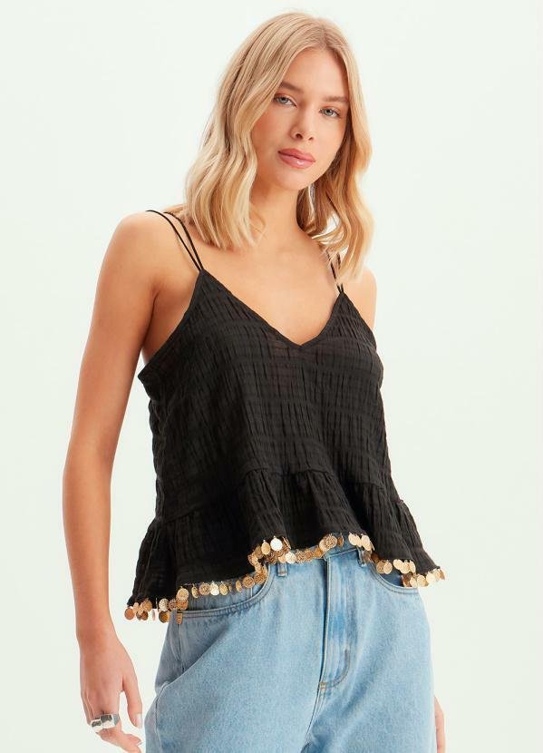 Blusa Bata de Alça Preta