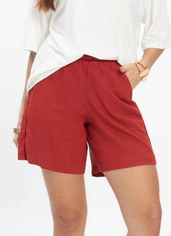 Imagem principal Bermuda Feminina Tecido Linho Rovitex Vermelho INFINITA COR INFINITA COR