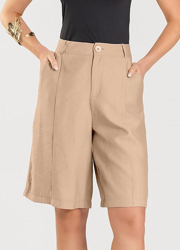 Bermuda Jorts Feminina Reta em Sarja Marrom