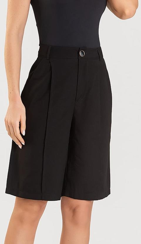 Bermuda Jorts Feminina Reta em Sarja Preto
