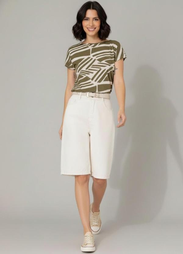 Imagem principal Bermuda Jeans Off White Cintura Alta Modelagem Reta 100% Algodão Quintess Quintess