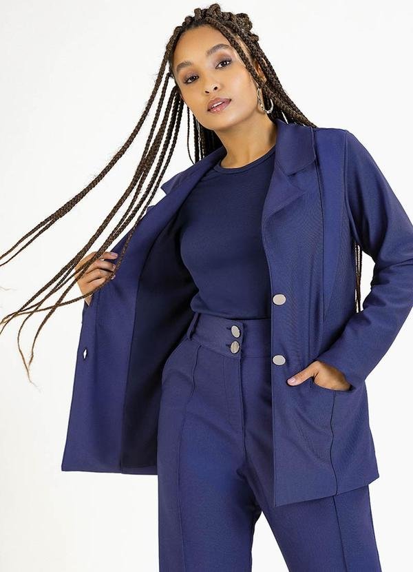 Blazer Adulto em Malha Sarjada Eco Azul