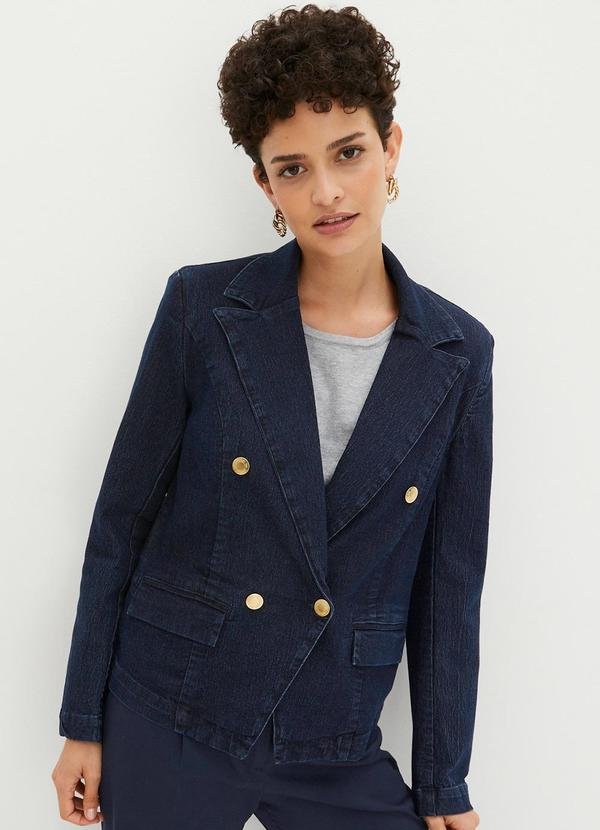 Blazer Azul Escuro em Jeans