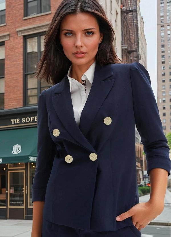 Blazer Azul Marinho em Alfaiataria