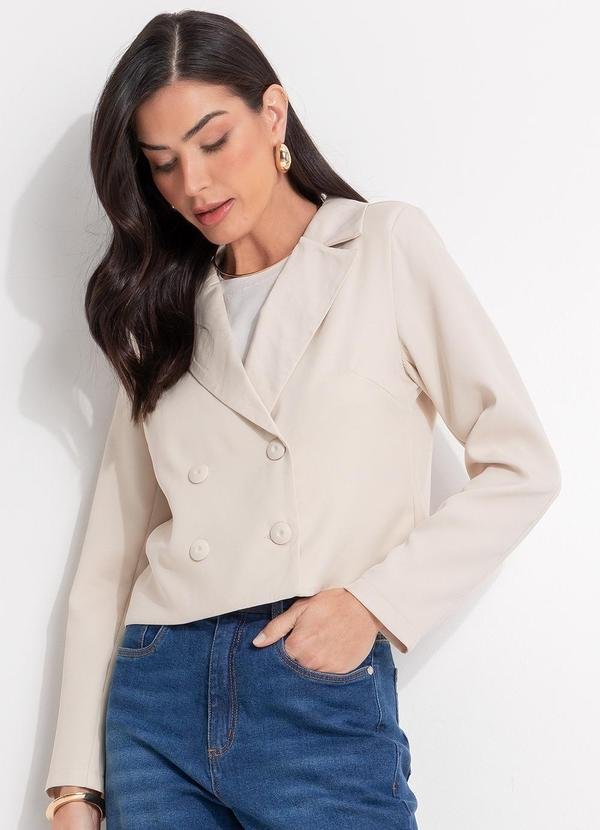Blazer Bege Claro em Crepe Plano