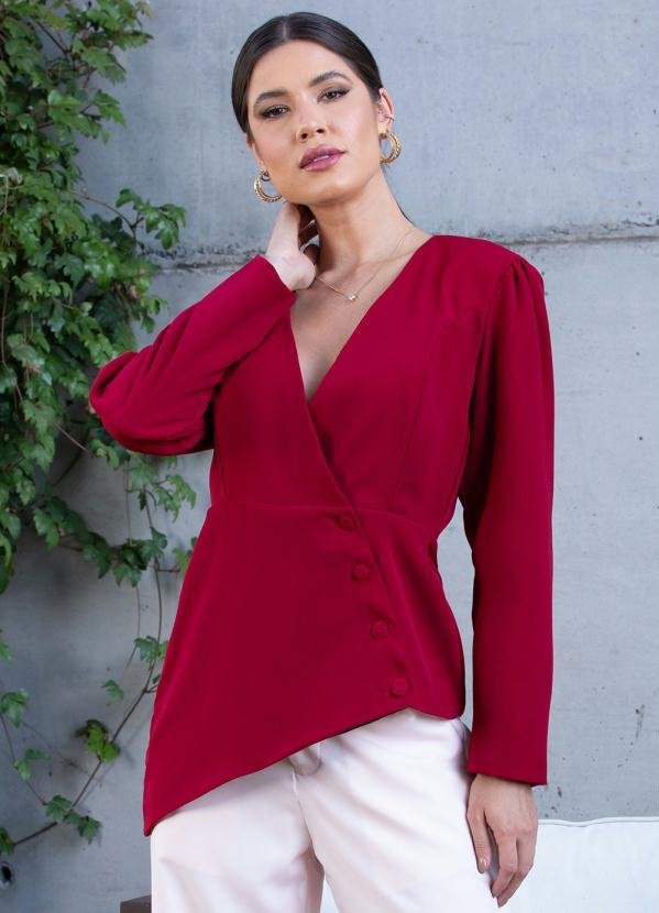 Blazer Bordô em Alfaiataria Forrado