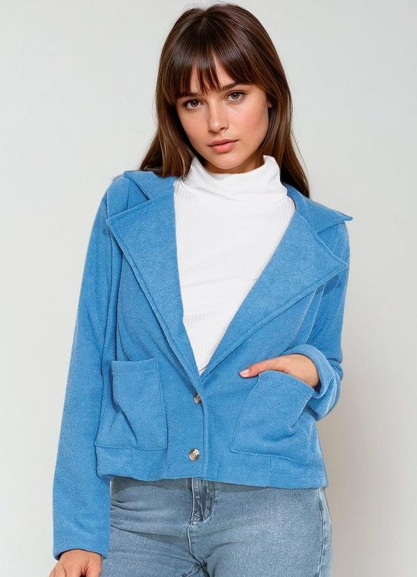 Blazer com Botões e Bolsos Azul