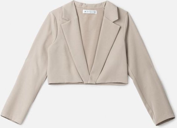 Blazer Cropped de Alfaiataria Bege