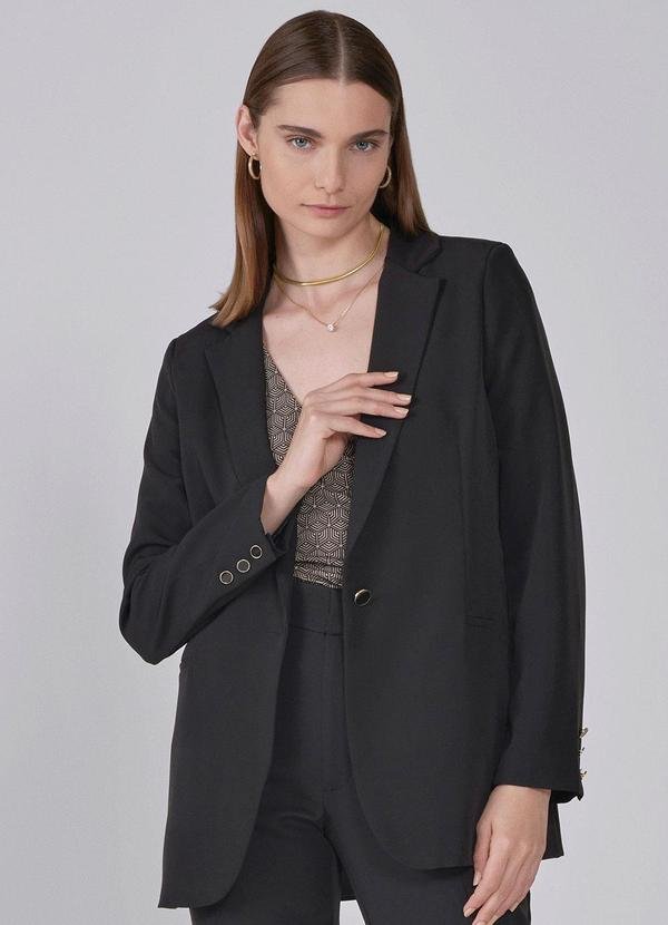 Blazer de Alfaiataria Alongado Preto Liana