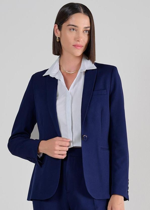 Blazer de Alfaiataria Azul Marinho Flávia Azul