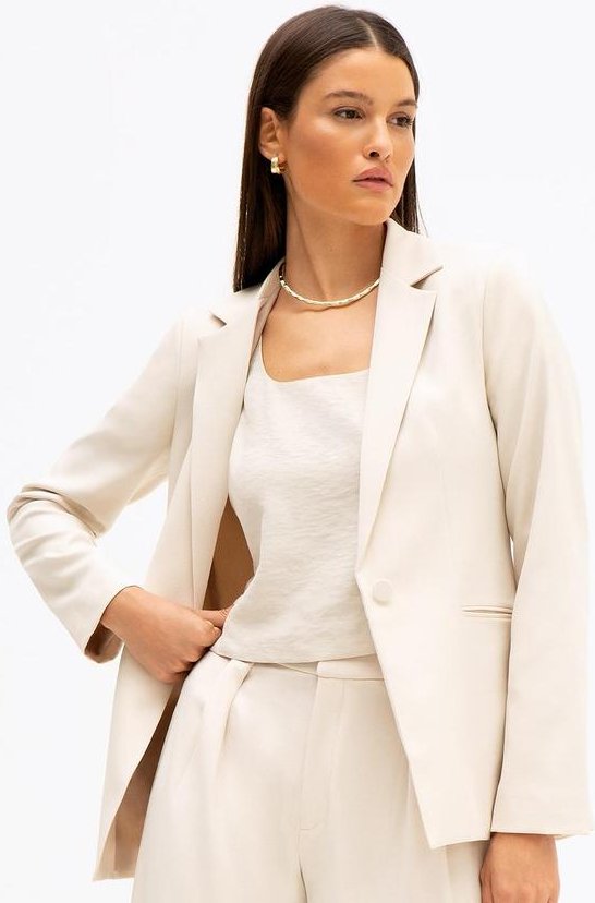 Blazer de Alfaiataria Creponada Gladys Aveia