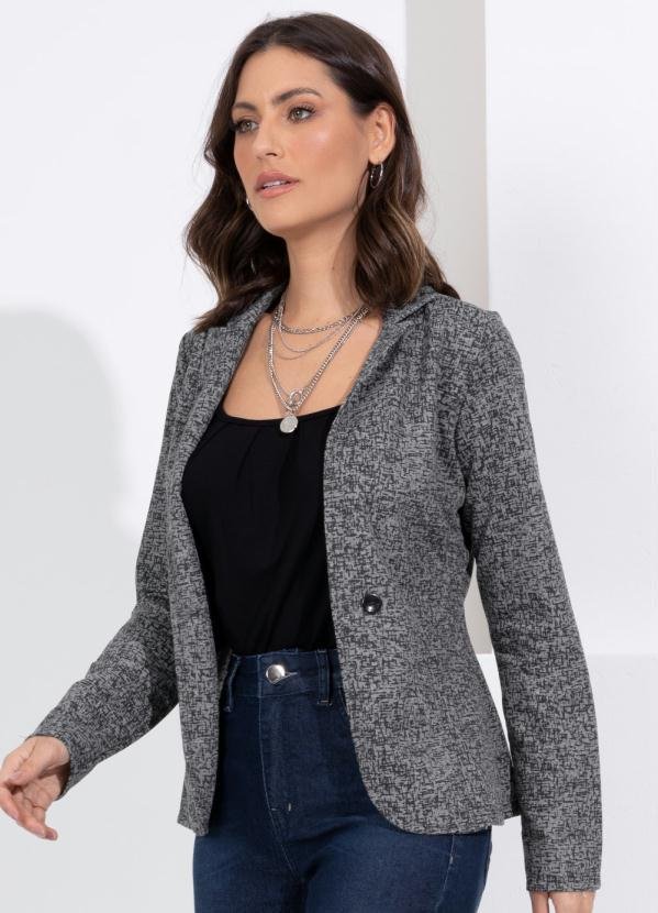 Imagem principal Blazer em Moletinho Abstrato Preto Quintess Quintess