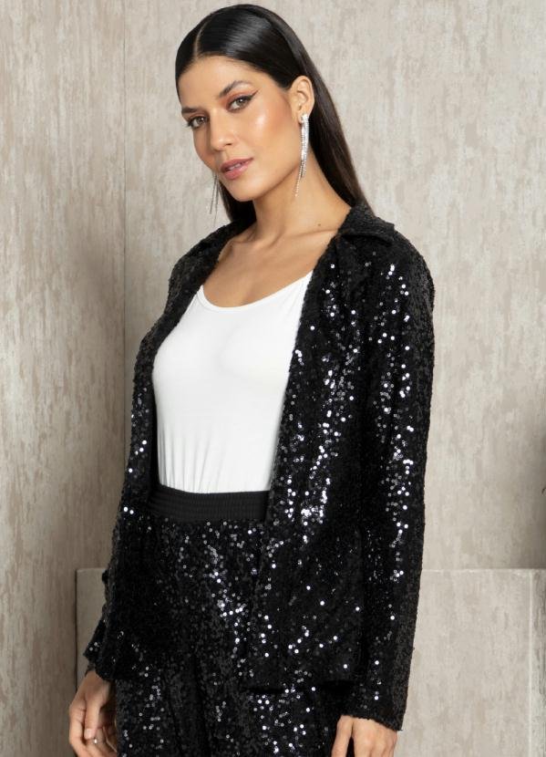 Blazer em Paetê Preto Forrado