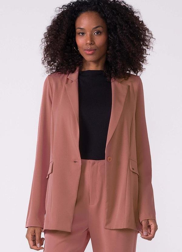 Blazer Feminino Alfaiataria Alongado Rosa