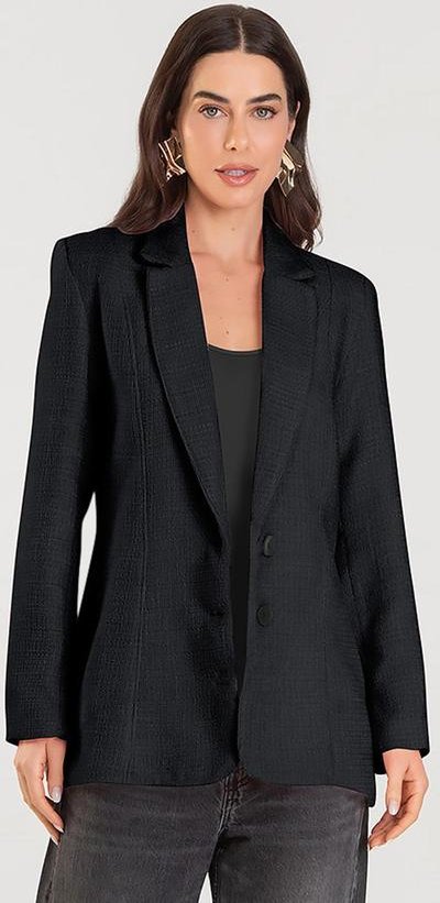 Blazer Feminino Tweed Preto