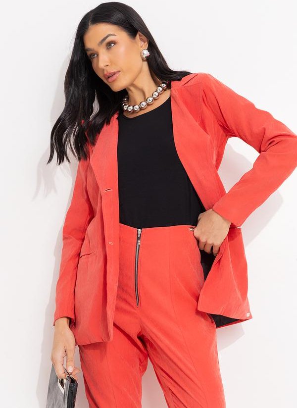 Blazer Laranja com Bolsos